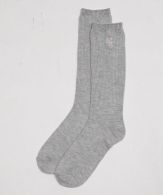 WEGO 刺繍ロゴローゲージゆるリブソックス ライトグレー