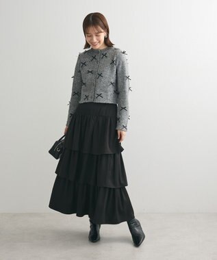 Green Parks ・ＡＮＤＳＥＡＲＣＨ　メニーリボンニットカーディガン Charcoal Gray