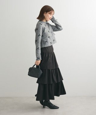 Green Parks ・ＡＮＤＳＥＡＲＣＨ　メニーリボンニットカーディガン Charcoal Gray