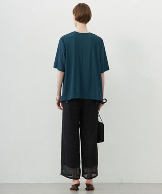 ICB スクエアチェックレノクロス ワイドストレートパンツ ブラック系