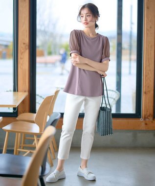 Tiaclasse 【洗える・接触冷感・紫外線ケア・サラごこち】ソフトペプラムカットソー ピンクモカ