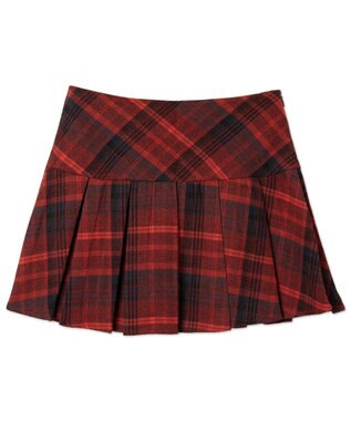 WEGO 【SCHOOL ITEM】チェック切替プリーツミニスカパン レッド