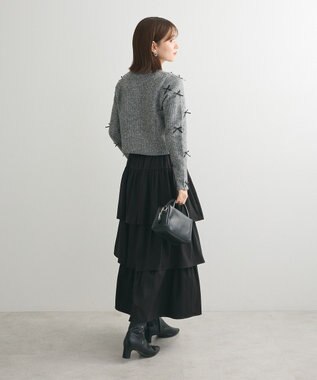 Green Parks ・ＡＮＤＳＥＡＲＣＨ　メニーリボンニットカーディガン Charcoal Gray