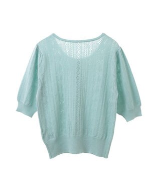 earth music&ecology リボン柄透かし編みニットカーディガン Mint