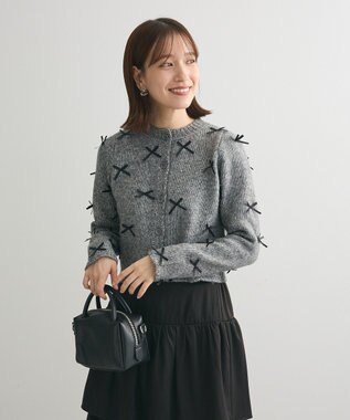 Green Parks ・ＡＮＤＳＥＡＲＣＨ　メニーリボンニットカーディガン Charcoal Gray
