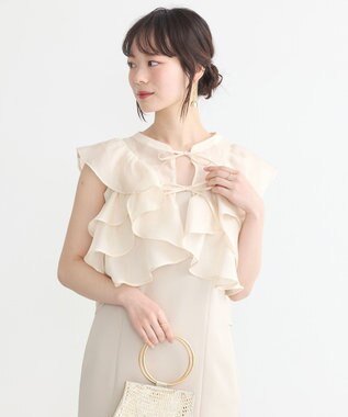 earth music&ecology SET2点フリルボレロ＋ナローワンピース ライトベージュ