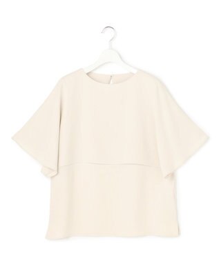 23区 【吸水速乾/UVカット/接触冷感】ストレッチジョーゼット  ケープデザイン カットソー ベージュ系