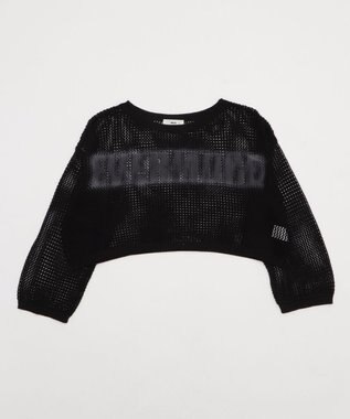 WEGO スプレーロゴジャガードメッシュニット ブラック