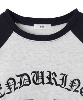 WEGO 【裏起毛】迷彩ワッペンラグランスウェット ネイビー