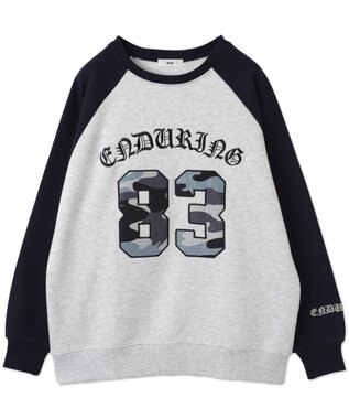 WEGO 【裏起毛】迷彩ワッペンラグランスウェット ネイビー