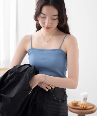 WEGO 【カップ付き】なちゅ盛れカップインショートキャミ サックス