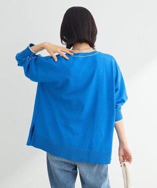 Green Parks アンチピリングライン入りニットプルオーバー Blue