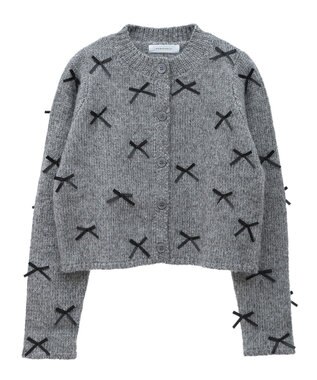 Green Parks ・ＡＮＤＳＥＡＲＣＨ　メニーリボンニットカーディガン Charcoal Gray