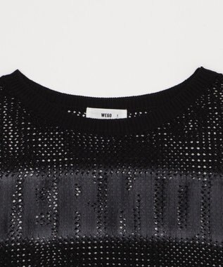 WEGO スプレーロゴジャガードメッシュニット ブラック