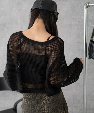 WEGO スプレーロゴジャガードメッシュニット ブラック