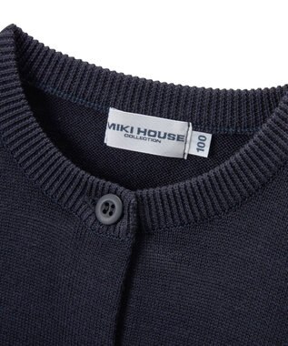 MIKI HOUSE HOT BISCUITS 【100-130cm】綿ニットクルーネックカーディガン(女の子用) 紺