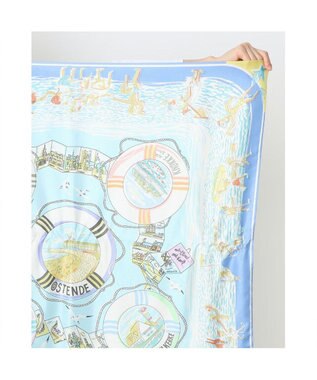 UNBILLION カシュネ cache nez / 横浜アーカイブツイルスカーフ「ベルギーの海」 ブルー