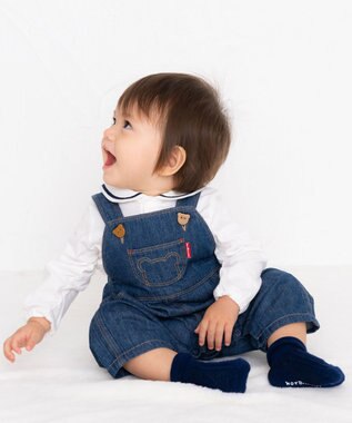 MIKI HOUSE HOT BISCUITS 【70-90cm】 デニム オーバーオール インディゴブルー