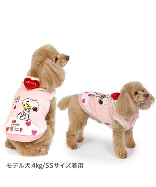 PET PARADISE スヌーピー ポケット付きベスト 《ハート柄》 小型犬 ピンク（濃）
