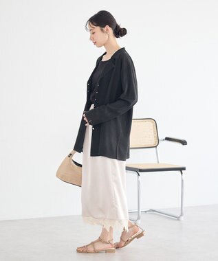 earth music&ecology テーラーカラーニットカーディガン Black