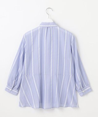 J.PRESS LADIES L 【洗える】SHEERストライプ ペプラム シャツ ブラウス サックスストライプ系