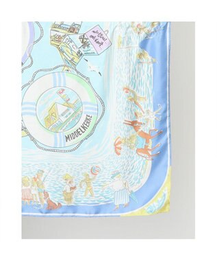 UNBILLION カシュネ cache nez / 横浜アーカイブツイルスカーフ「ベルギーの海」 ブルー