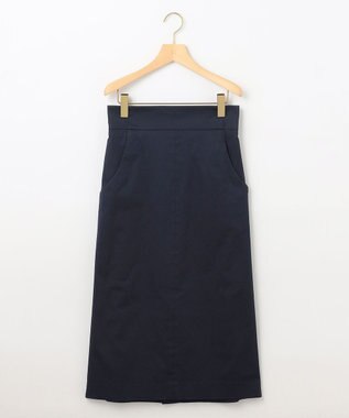組曲 【WEB限定】サテンストレッチ Iラインスカート ネイビー系