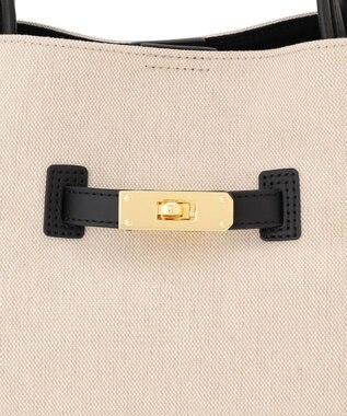 23区 VIOLAd'ORO キャンバス レザーコンビ 2WAY トートバッグ アイボリー系