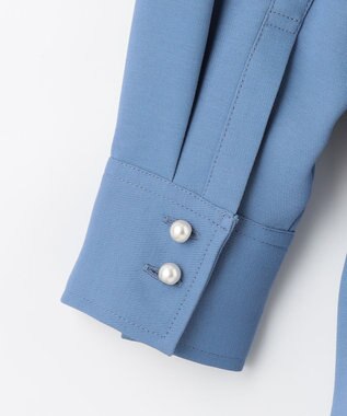 組曲 【サッシュベルト付き】パールボタンシャツワンピース ブルー系