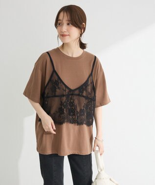 Green Parks レースビスチェドッキングチュニック Brown