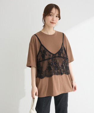 Green Parks レースビスチェドッキングチュニック Brown