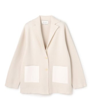 BEIGE， CHICORA / レザーポケット付きウールニットジャケット Bone