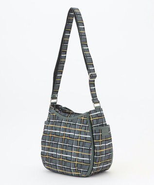 Y'SACCS ドローイングチェックショルダーバッグ グレー