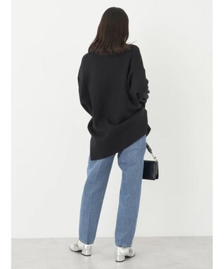 earth music&ecology やわらかタッチハイネックチュニック Black