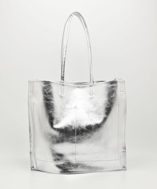 blancle メタリックレザー ガゼット2wayトートバッグ SILVER