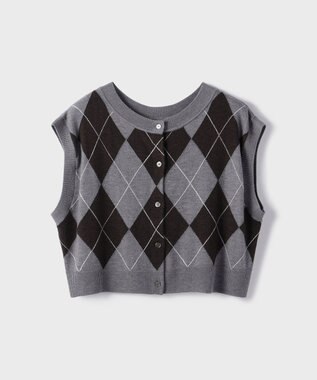 GRACE CONTINENTAL アーガイルニットベスト グレー