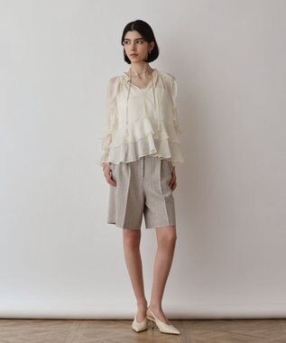 GRACE CONTINENTAL ストライプショートパンツ ベージュ