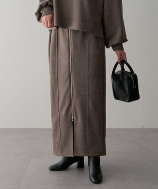 Green Parks ・ＥＬＥＮＣＡＲＥ　ＤＵＥ　スエードポンチＺＩＰスカー Gray Beige