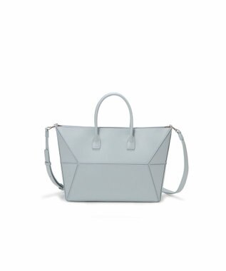 TOPKAPI 【TREASURE TOPKAPI】フェイクレザー ジオメトリック ショルダー付 トートバッグ ペールブルー