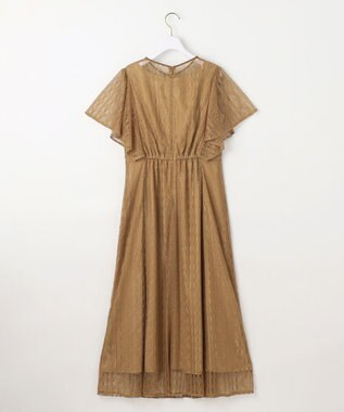 ANY SIS 【洗える】ストライプレーシー ドレス マスタード