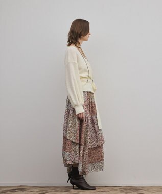 GRACE CONTINENTAL パッチワークプリントスカート ベージュ