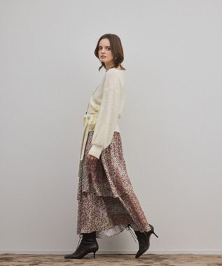 GRACE CONTINENTAL パッチワークプリントスカート ベージュ