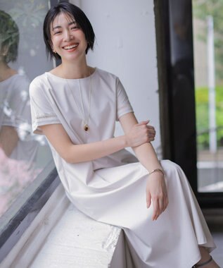 J.PRESS LADIES 【着こなしのポイントに】マーブルロング ネックレス ウスゴールド×ブラウン系