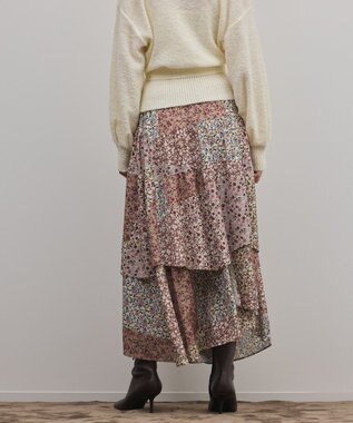 GRACE CONTINENTAL パッチワークプリントスカート ベージュ