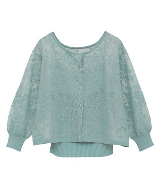 YECCA VECCA 【2点SET】インナーセットレース柄カーディガン Green
