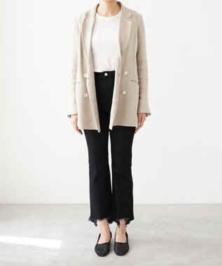 woadblue ＜坪田あさみさんコラボ/ストレッチ＞ブーティフレアデニムパンツ ブラック BLACK