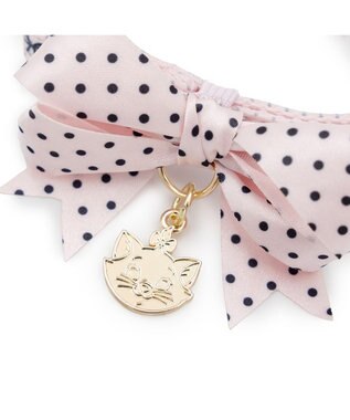 PET PARADISE ディズニー マリー ドットリボン 首輪 S / M ライトピンク