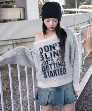 WEGO シャギー2WAYグラフィックワンショルニット ホワイトアイボリー