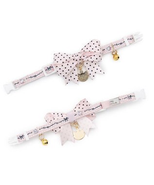 PET PARADISE ディズニー マリー ドットリボン 首輪 S / M ライトピンク