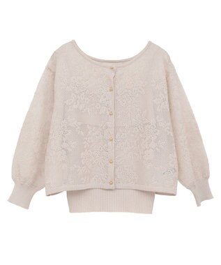 YECCA VECCA 【2点SET】インナーセットレース柄カーディガン Light Beige